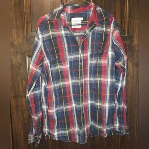 Goodfellow & Co Red and Blue Casual Button Down Shirt